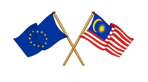 European Union and Malaysia alliance and friendship — Stock Photo, Image