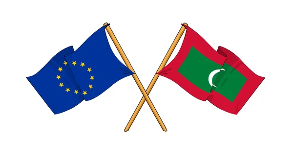 European Union and Maldives alliance and friendship — Stock Photo, Image