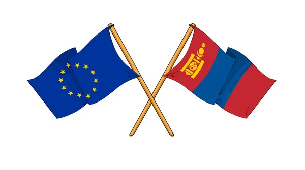 European Union and Mongolia alliance and friendship — Stock Photo, Image