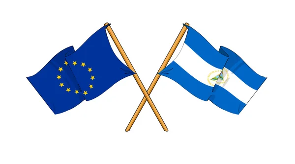 European Union and Nicaragua alliance and friendship — Stock Photo, Image