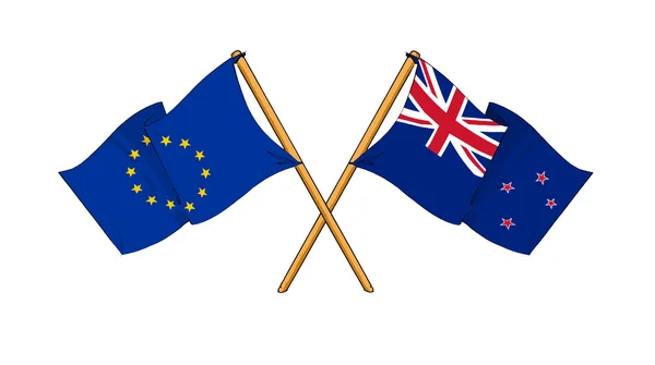 European Union and New Zealand alliance and friendship — Stock Photo, Image