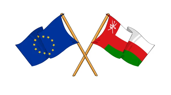 Europeiska unionen och oman alliansen och vänskap — Stockfoto