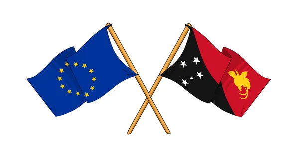 欧州連合とパプア ニューギニアの同盟および友情 — ストック写真