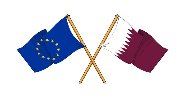 União Europeia e Qatar aliança e amizade — Fotografia de Stock
