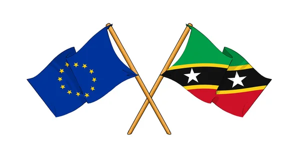 European Union and Saint Kitts and Nevis alliance and friendship — Stock Photo, Image