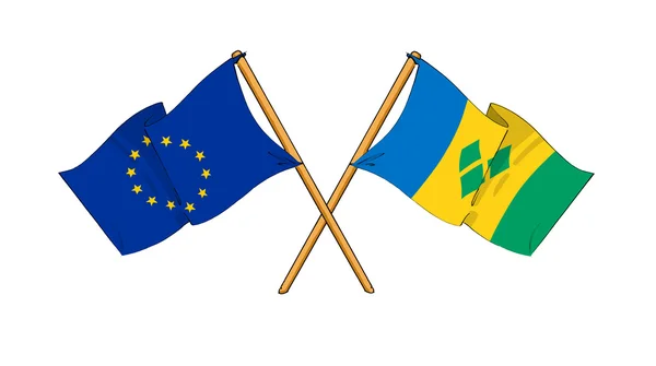 European Union and Saint Vincent and the Grenadines alliance and — Stock Photo, Image