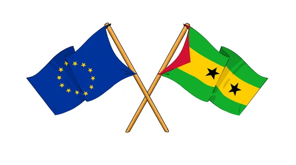 European Union and São Tomé and Príncipe alliance and friends — Stock Photo, Image