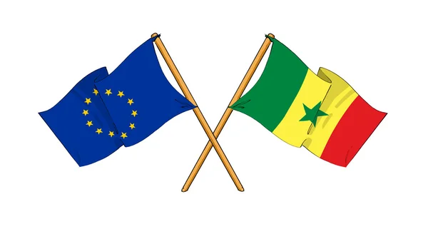 European Union and Senegal alliance and friendship — Stock Photo, Image