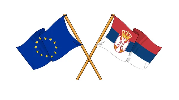 European Union and Serbia alliance and friendship — Stock Photo, Image