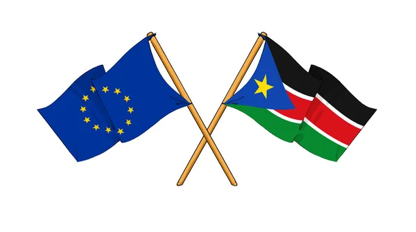 European Union and South Sudan alliance and friendship — Stock Photo, Image