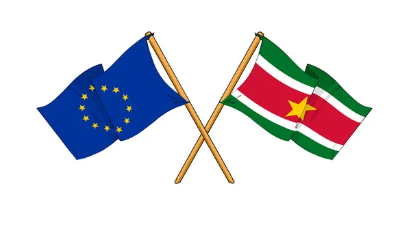 European Union and Suriname alliance and friendship — Stock Photo, Image