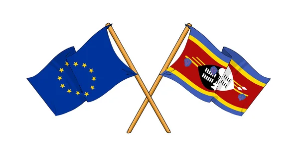 European Union and Swaziland alliance and friendship — Stock Photo, Image