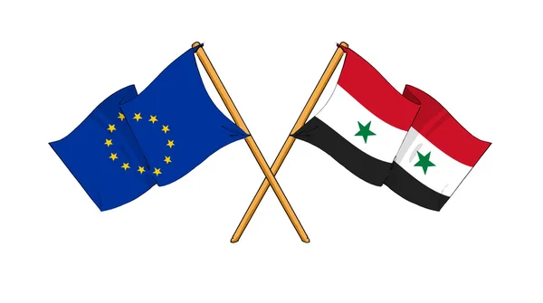 European Union and Syria alliance and friendship — Stock Photo, Image