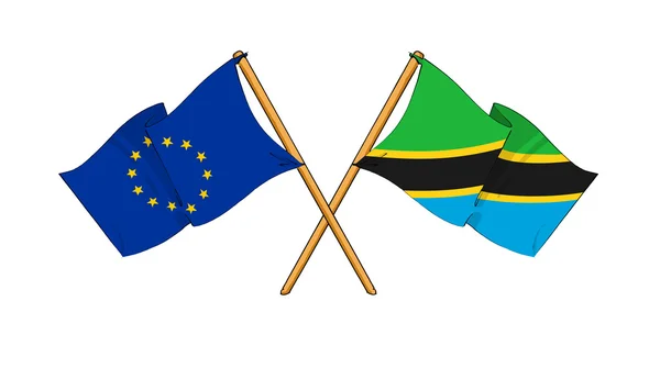 欧州連合とタンザニアの同盟および友情 — ストック写真