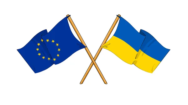 European Union and Ukraine alliance and friendship — Stock Photo, Image