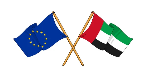 European Union and United Arab Emirates alliance and friendship — Stock Photo, Image
