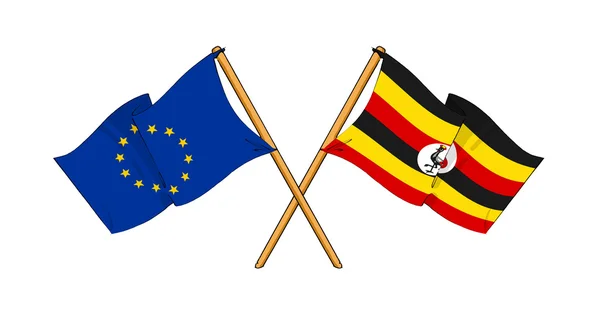 European Union and Uganda alliance and friendship — Stock Photo, Image