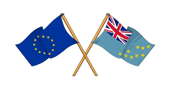 European Union and Tuvalu alliance and friendship — Stock Photo, Image