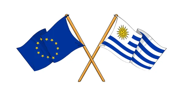 Europese Unie en uruguay Alliantie en vriendschap — Stockfoto