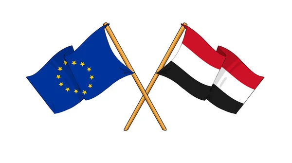 European Union and Yemen alliance and friendship — Stock Photo, Image