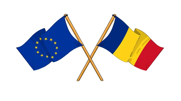 European Union and Romania alliance and friendship Stock Image