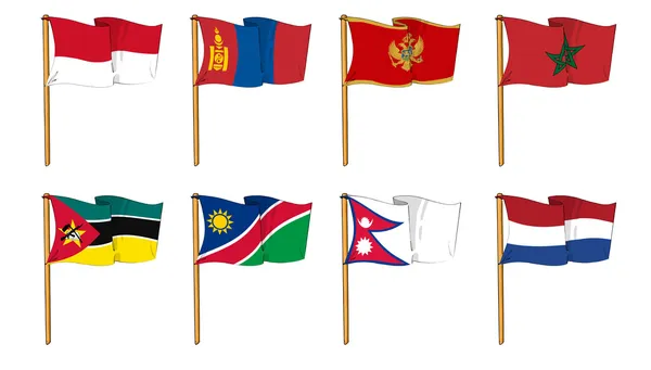 Hand-drawn Flags of the World - letter M & N — Stock Photo, Image