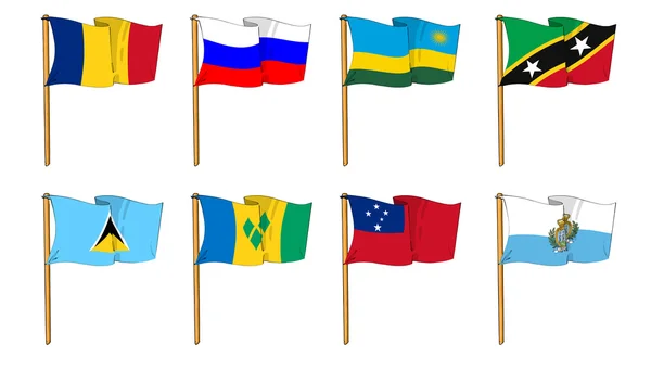 Hand-drawn Flags of the World - letter R & S — Stock Photo, Image