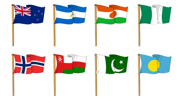 Hand-drawn Flags of the World - letter N & P — Stock Photo, Image