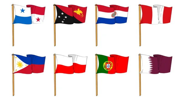 Hand-drawn Flags of the World - letter P & Q — Stock Photo, Image