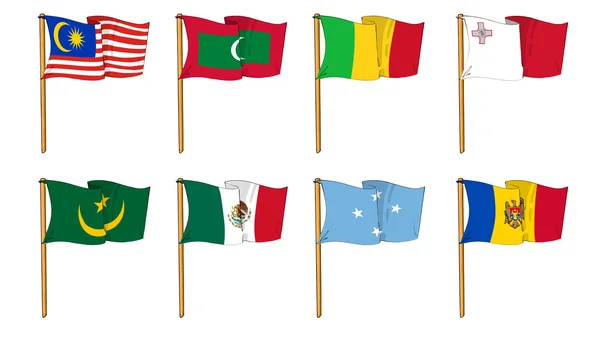 Hand-drawn Flags of the World - letter M — Stock Photo, Image