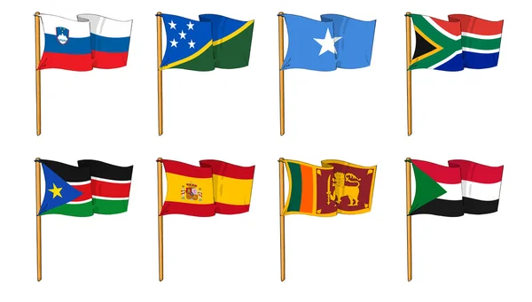 Hand-drawn Flags of the World - letter S — Stock Photo, Image