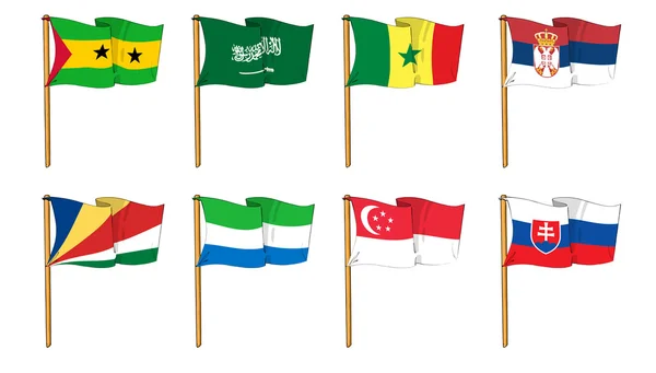 Ručně tažené vlajky světa - písmeno s — Stock fotografie