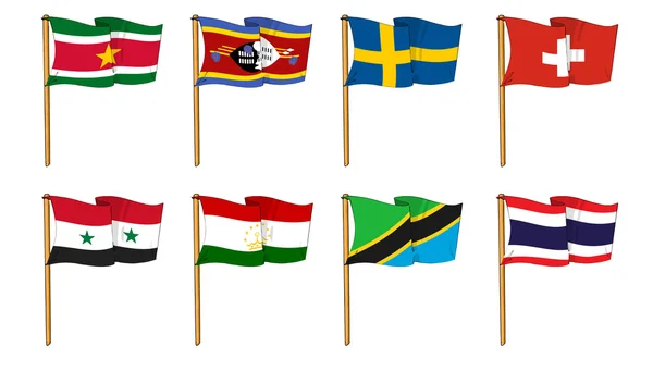 Hand-drawn Flags of the World - letter S & T — Stock Photo, Image