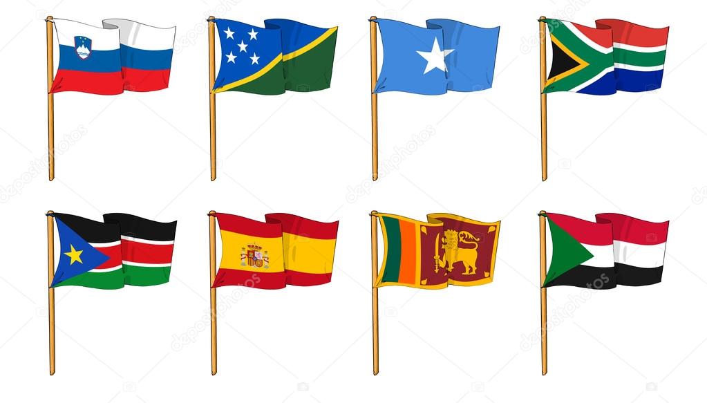 Hand-drawn Flags of the World - letter S