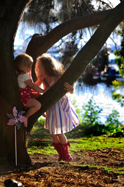 Ler barn firar fjärde juli - självständighetsdagen — Stockfoto