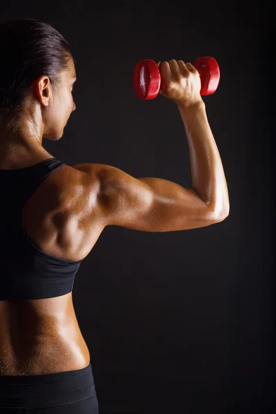 Fitness žena s barbells — Stock fotografie