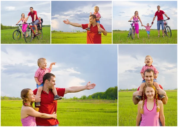 Collage of happy family — Stock Photo, Image