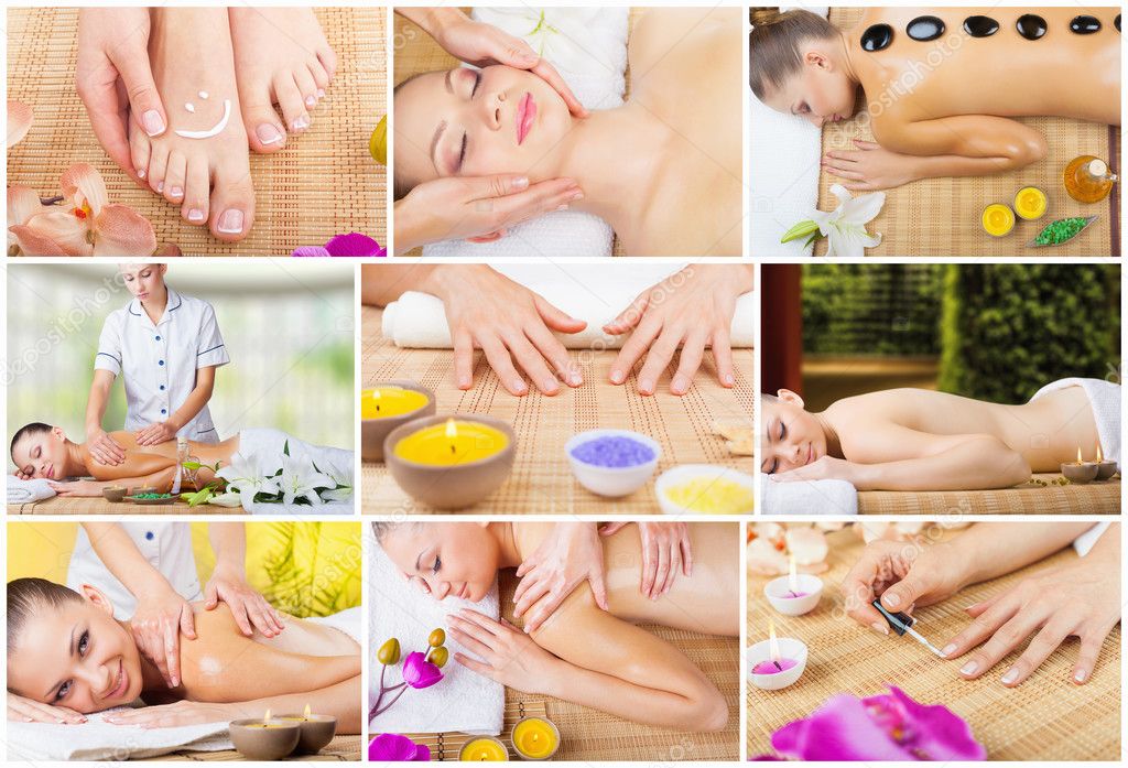 Collage of spa treatments