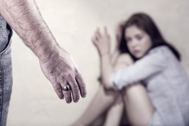 Woman victim of domestic violence  clipart