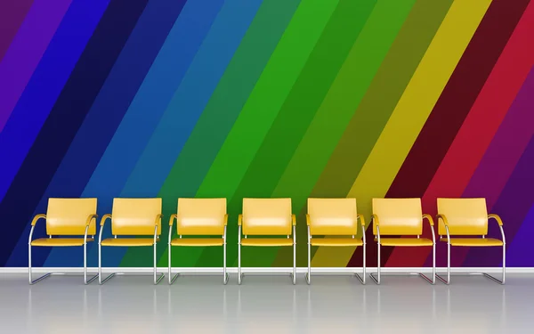 Interior colorido - líneas de colores oblicuos en la pared — Foto de Stock