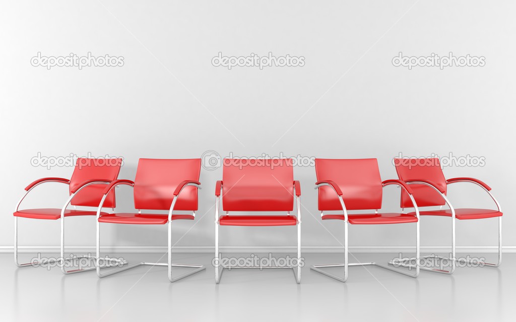 Red chairs in the room