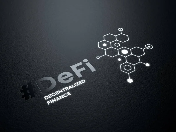 Hashtag Defi Finanzas Descentralizadas Fintech Futuro Negocio — Foto de Stock