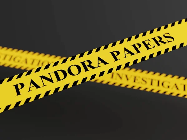 Pandora Papers Investigation Top Secret Documents Revealed Text Yellow Ribbon 图库图片