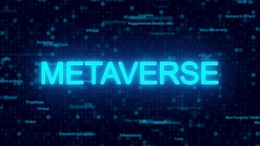 Metaverse - Web 3.0 ile ilgili dijital fütürist arkaplan