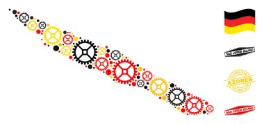 Cog Mozaik Sao Jorge Adası Alman Bayrak Renkleri ve Grunge Pulları Haritası