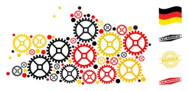 Atölye Kompozisyonu Kaliningrad Alman Bayrak Renkleri ve Grunge Mührü Bölgesi Haritası