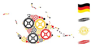 Atölye Kompozisyonu Islahevi Alman Bayrak Renkleri ve Grunge Mührü Haritası