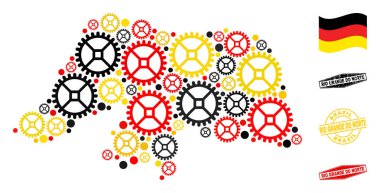 Cog Mozaiği Rio Grande Do Norte Eyalet Haritası Alman Bayrak Renkleri ve Grunge Pulları