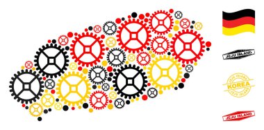 Hizmet Mozaiği Jeju Adası Alman Bayrak Renkleri ve Grunge Mührü Haritası