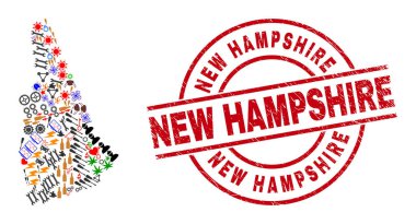 New Hampshire Dokuma Rozeti ve New Hampshire Eyalet Harita Mozaiği